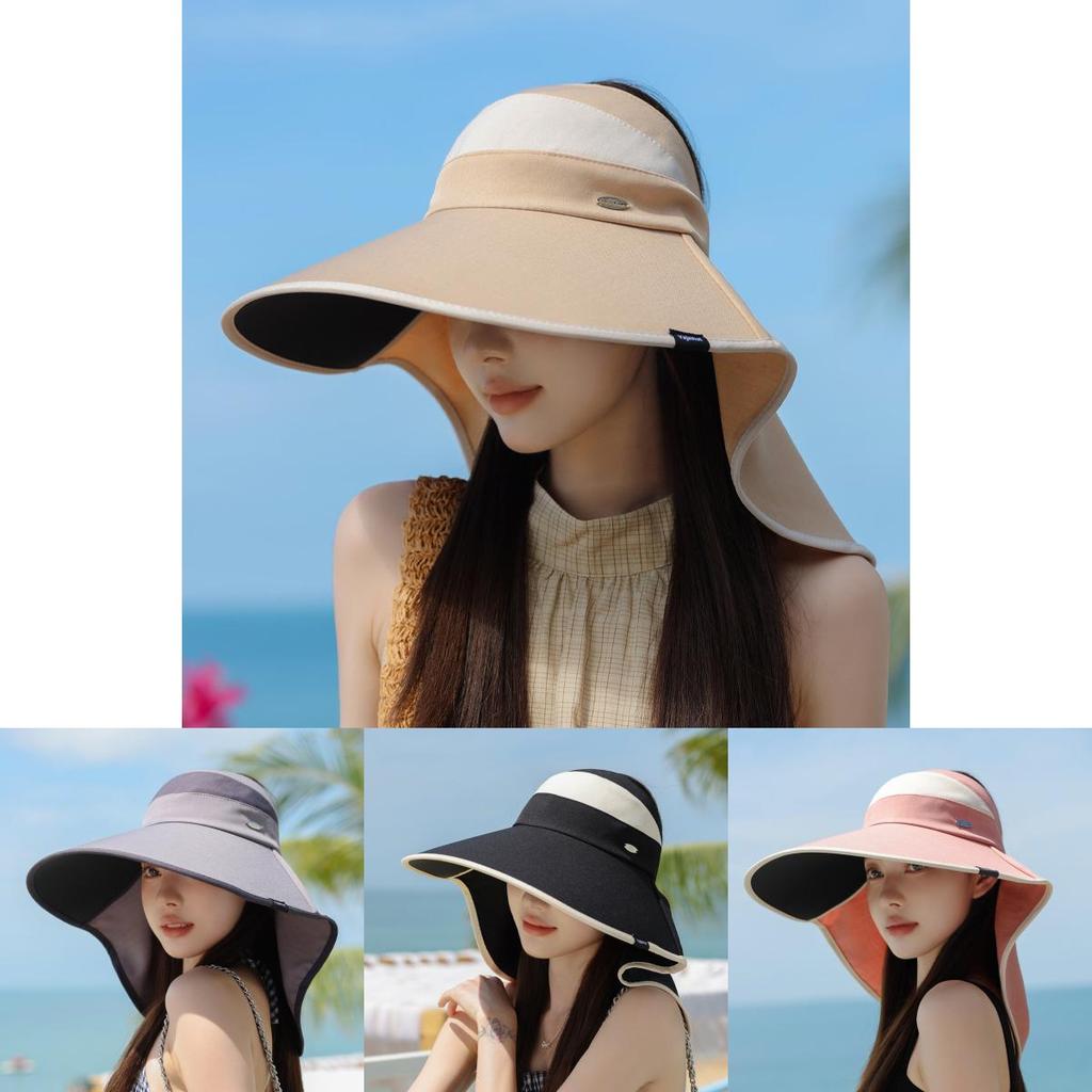 Polyester Wide Brim Sun Hat For Women With Neck Guard Summer Uv Protection Outdoor Casual