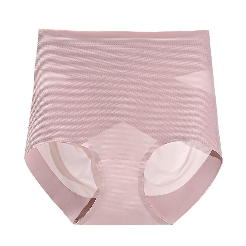 Plus Size Ladies Summer Thin Ice Silk Belly Lift Hip Breathable Antibacterial No Trace High Waist Briefs