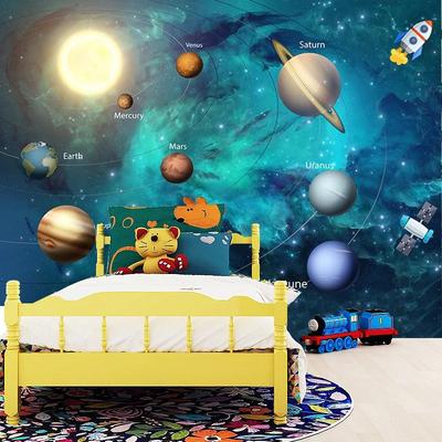 Carta da Parati 3D Spazio Universo Stanza Bambini Camera da Letto Cielo Stellato Pianeta Carta da Parati Murale Cartone Animato Stereo 3D Affresco 3D
