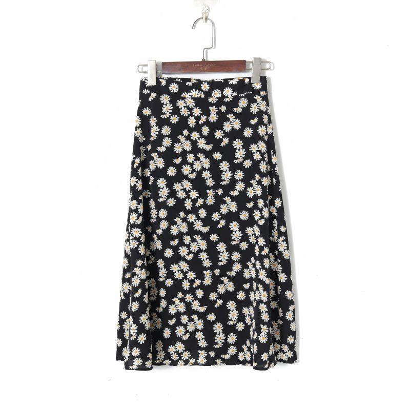 

Женская летняя юбка Винтажный цветочный Миди Длинная Black Print XL