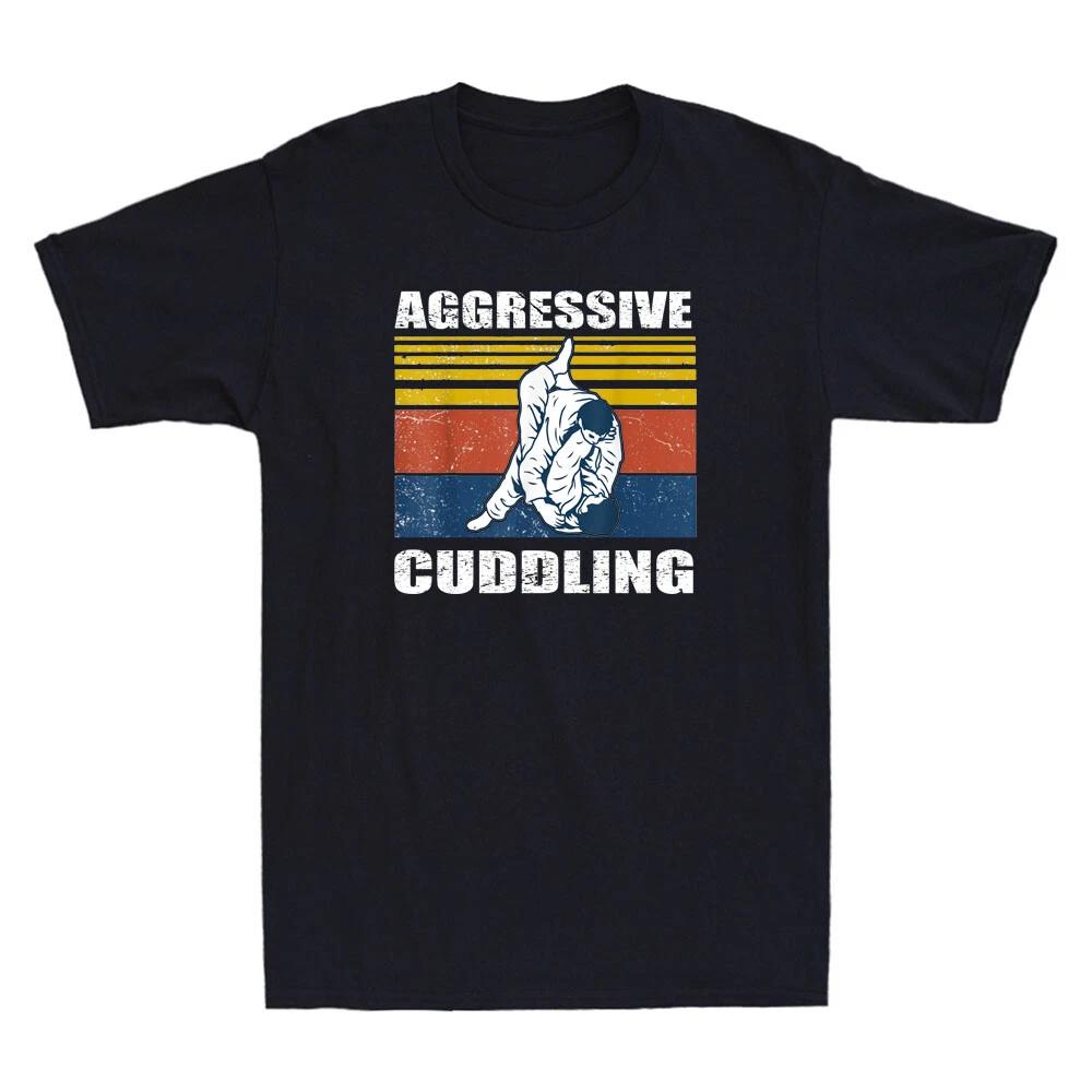 Jiu Jitsu Shirts Aggressive Cuddling BJJ MMA Jujitsu Funny Vintage Men s T-Shirt XXXXL