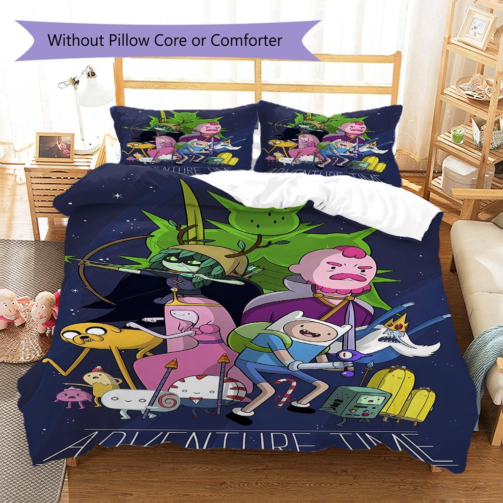 Adventure Time Pattern Bedding,Quilt Set Quilt Cover Pillowcase Home Decoration Birthday Gift (1 * duvet cover + 2 * pillowcase, without core)