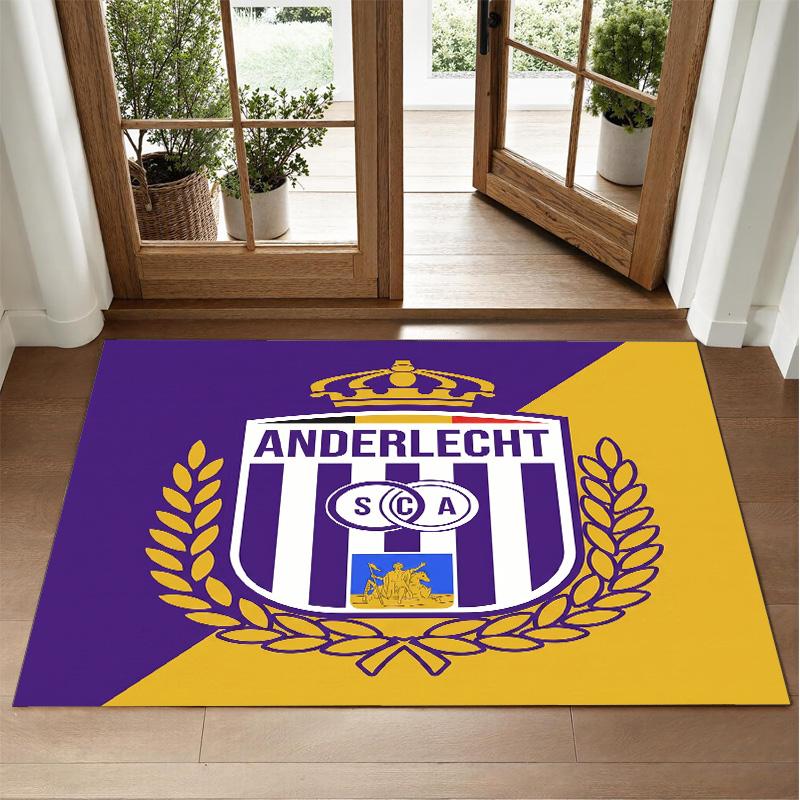 Anderlecht FC Design Crystal Velvet Rug Soft Decorative Mat for Bedroom Entrance