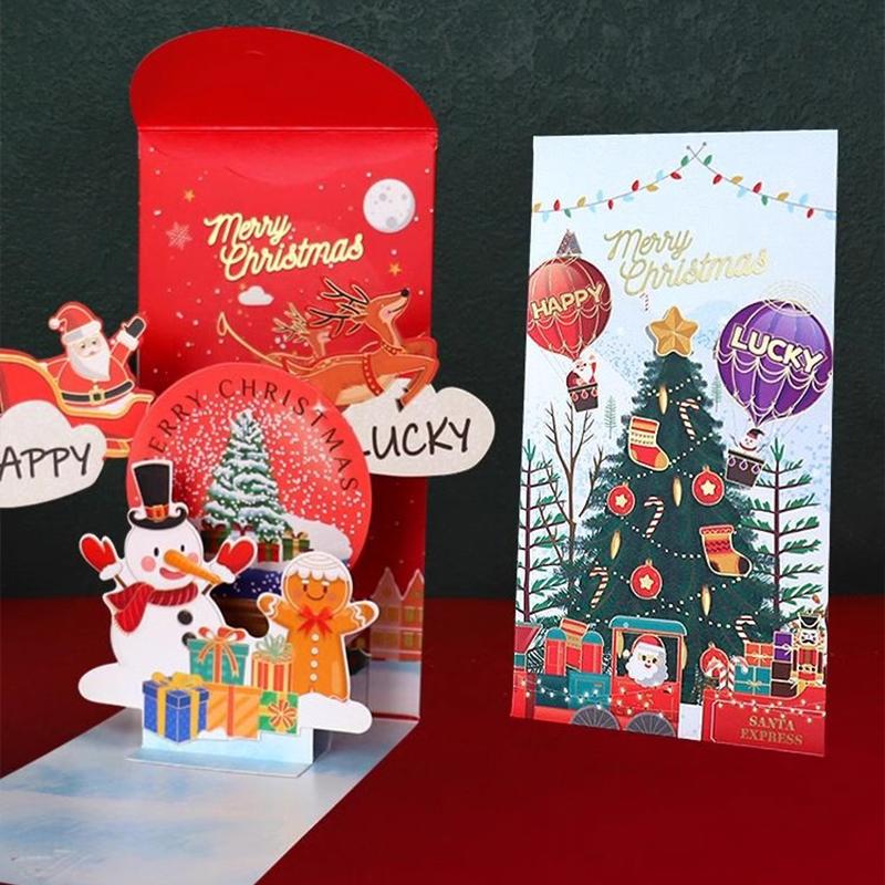 3D Christmas Tree Greeting Cards Desktop Decor Xmas Party Pop Up Card Postcard for Kids 2025 New Year Home Decoration Supplies
