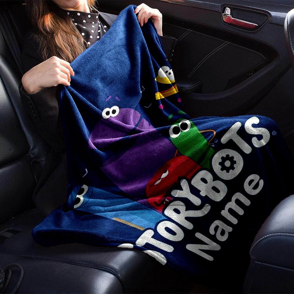 Custom Name StoryBots Theme Printed Blanket - Perfect for Couch, Bed, Travel & Outdoor Use | Machine Washable, Cozy & Durable.