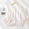 Elegant Floral Jacquard Mulberry Silk Round Neck Top