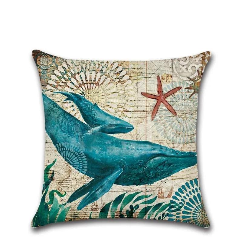Sea Turtle Nautical Mermaid Pattern   Throw Pillow Cushion Cover Car Home Decoration Sofa Decorative Pillowcase