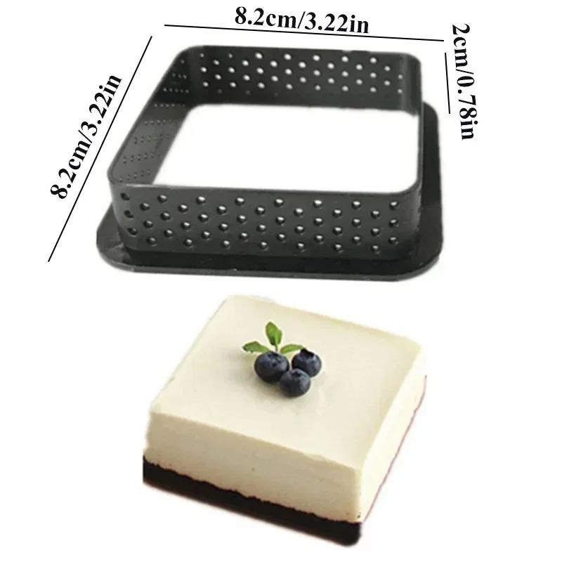 10PCS DIY Tart Ring Perforated Cake Mold Round Mousse Circle Ring French Dessert Bakeware Cutter Pastry Decorating Tools