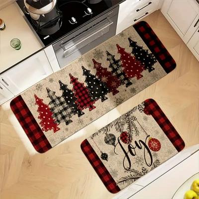 1/2 Stück Weihnachtsatmosphäre Fußmatte Langlebig Saugfähig Küche Waschküche Teppich Badezimmer Toilette Bodenmatte Heimdeko
