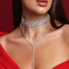 Multi-layer Rhinestone Necklace Y-shaped Long Choker Cute Multi-Layer Necklace Girls