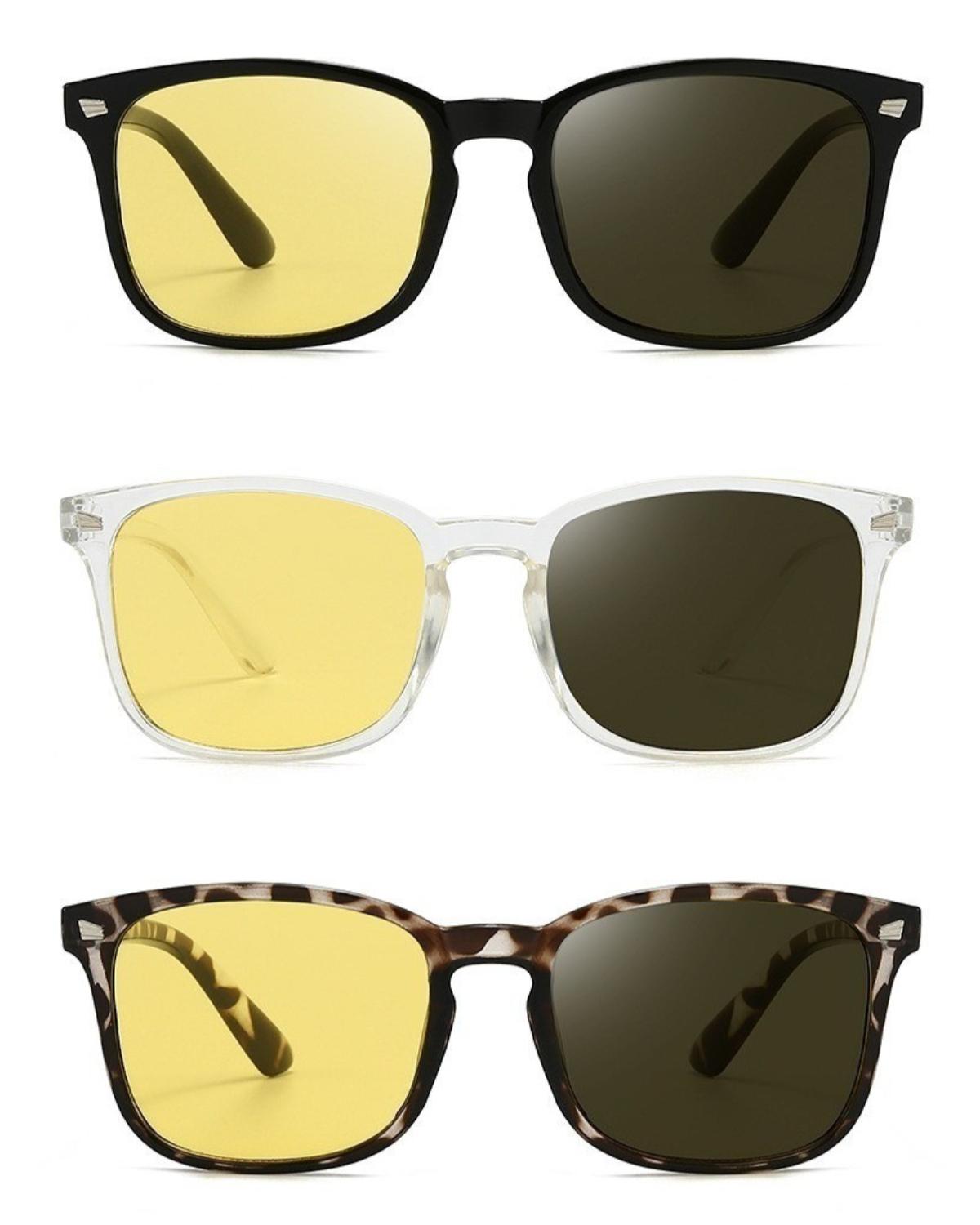 

3pcs New Square Anti Glare Day and Night Photochromic Driving Glasses for Men, Sunglasses for Drivers, Goggles for Women