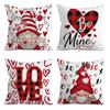 Valentine's Day Pillow Covers Red Buffalo Plaid Gnomes Design Machine Washable Festive Home Decoration Single-sided Printing Pillowcases