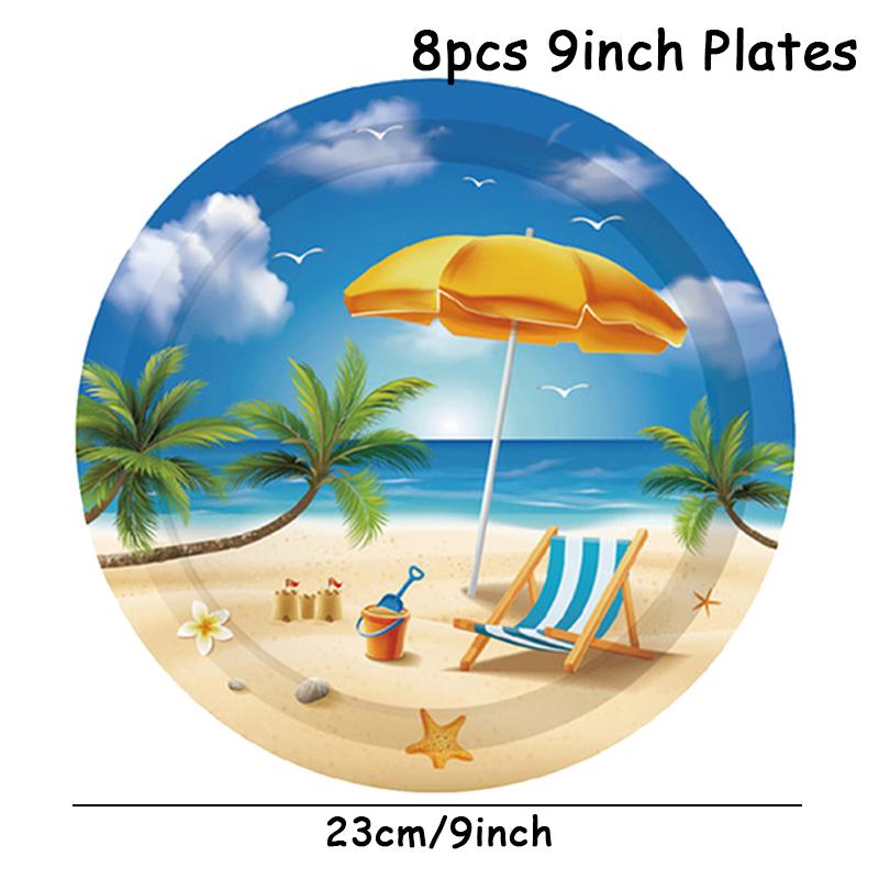 Tropical Summer Beach Theme Disposable Party Cutlery Set Outdoor Camping Birthday Anniversary Celebration Decoration Supplies