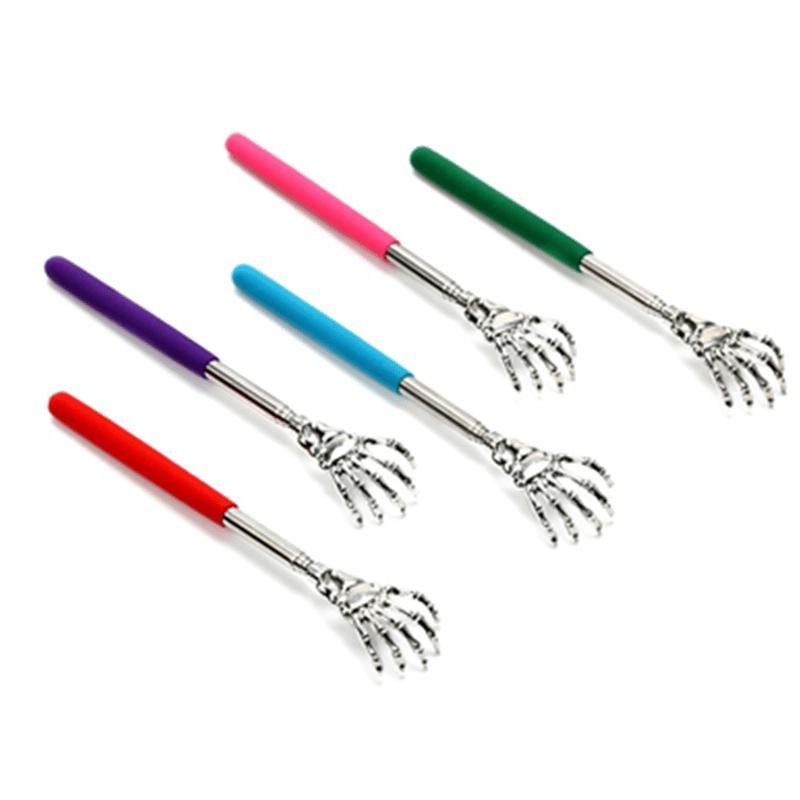 1pc New Halloween-themed Retractable Back Scratcher Tool Stainless Steel Horn Massager, used to relax the back.