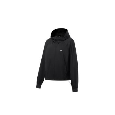 Li Ning Fitness Serie Einfarbig Logo Print Eisgefühl Feuchtigkeitstransport Strick Zip-Up Hoodie Damen Hoodies Schwarz AWDT576-3