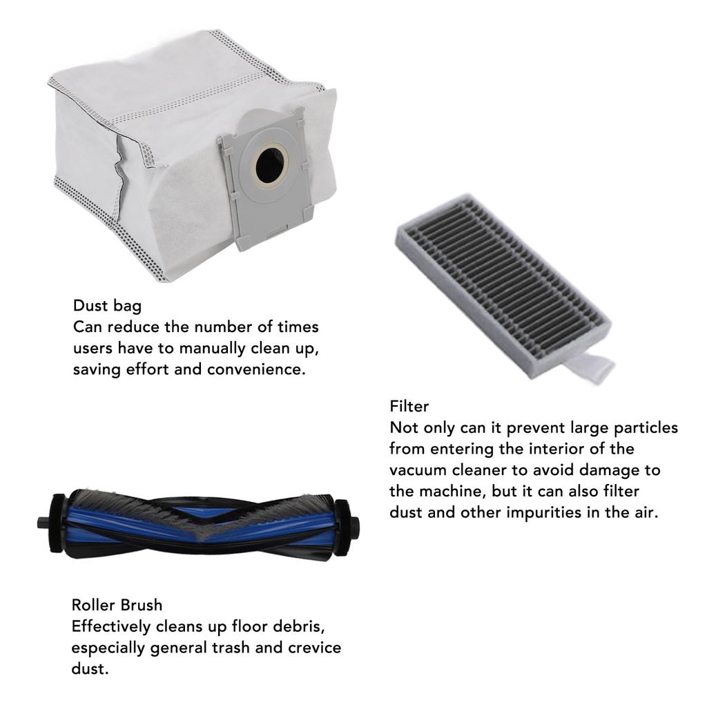 Robot Vacuum Cleaner Accessories Kit Roller Brush Roller Mop Dust Bag Filter Replacement for X8pro X8pro Plus