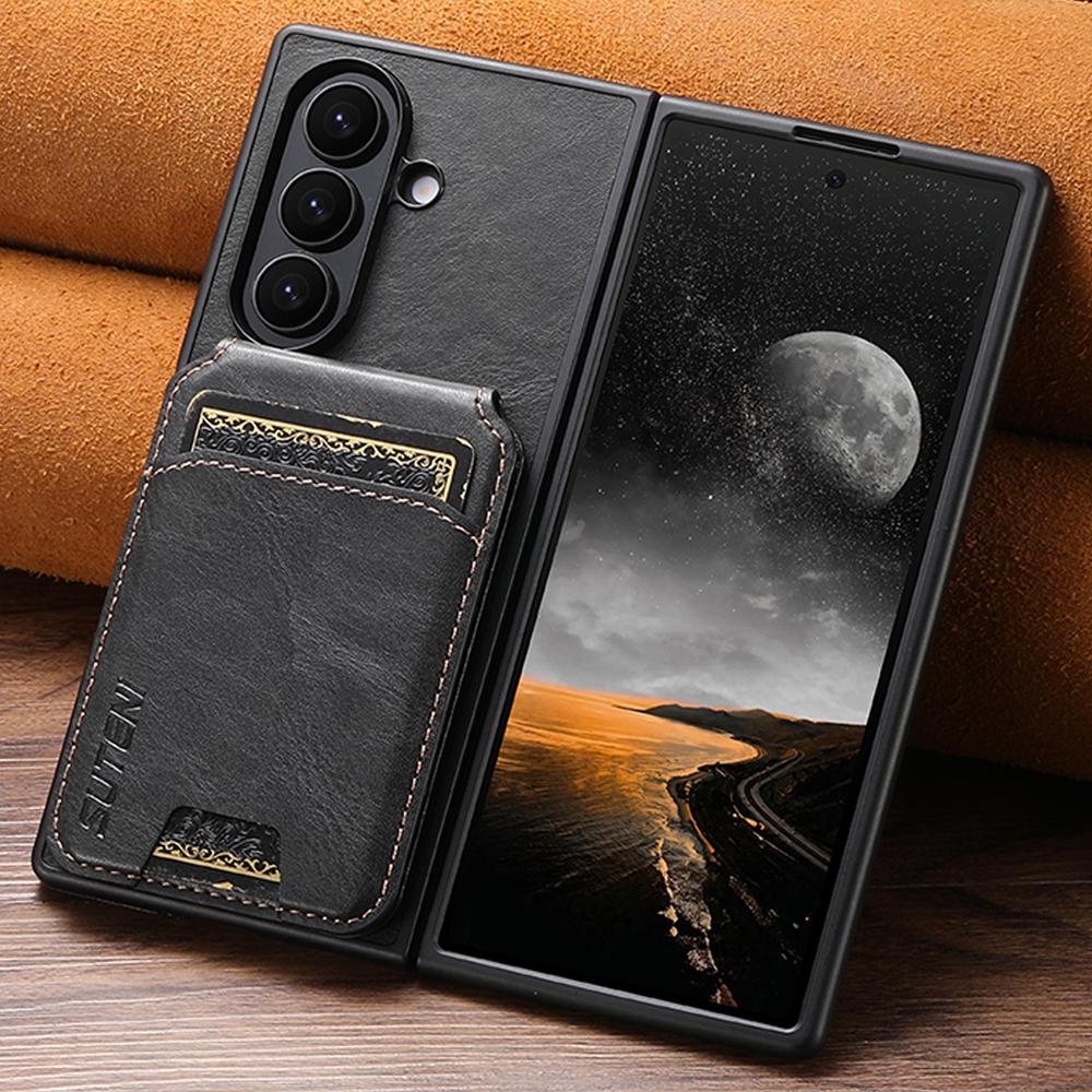 Leather Case for Samsung Galaxy Z Fold 8 Ultra 7 6 5 Fold7 Fold6 Fold5 Kickstand Card Slots Bag Cards Holder Phone Cover