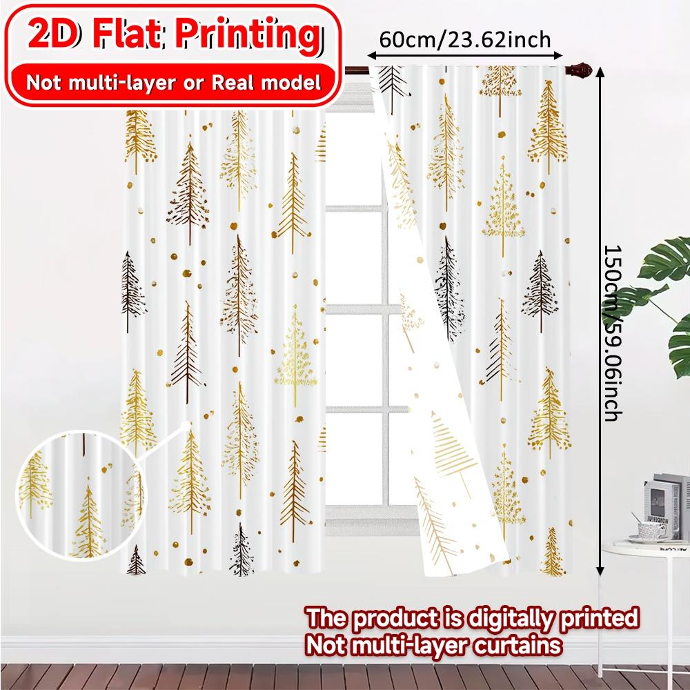 Flat Printing Festive Doodles Curtain Fabric Versatile Polyester Curtains Decorations Home Use Set Of 2 Modern Made Washable
