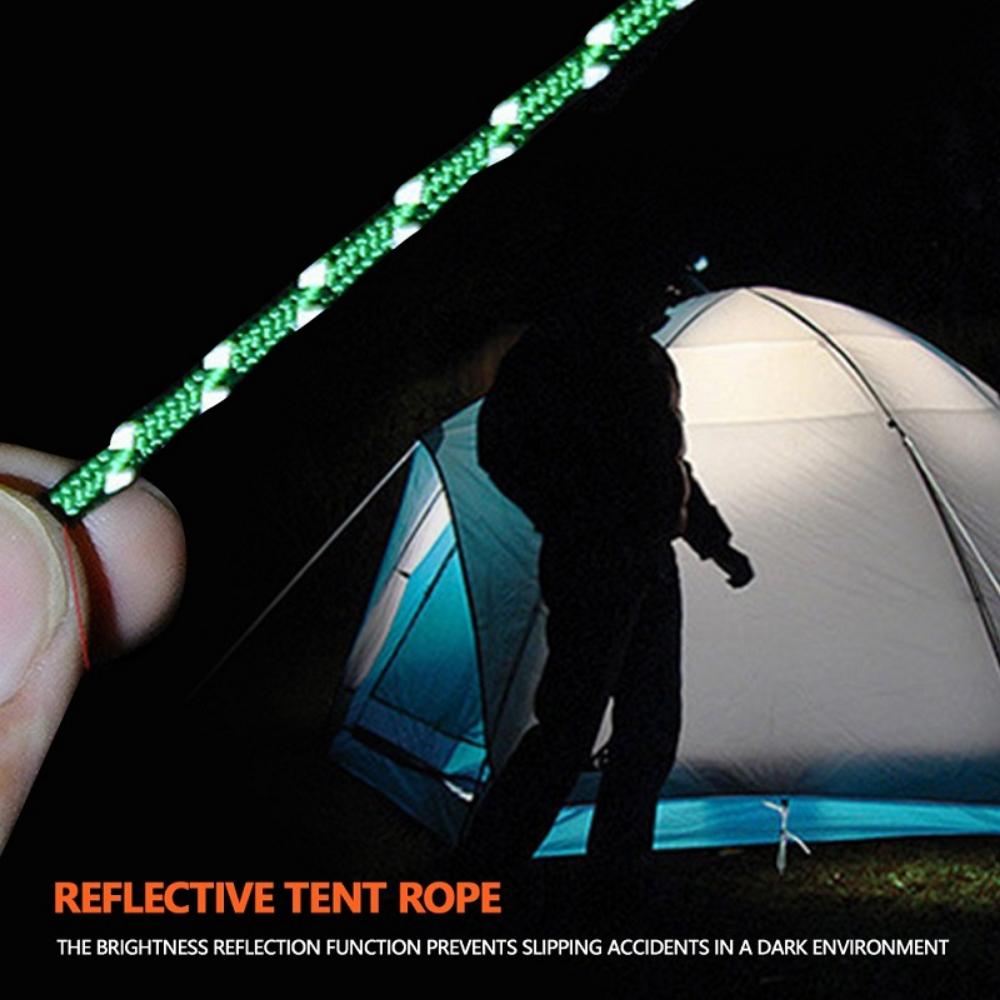 4 Pcs 49.2FT 4mm Reflective Camping Guyline Rope Black 2Pack with Cord Adjusters 4Pack, 1 Set