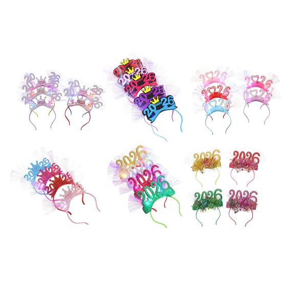 2026 Πρωτοχρονιάτικο Πάρτι Στέκα Λαμπερή LED Φωτιζόμενη Κεφαλοστολή για Χριστούγεννα Παραμονή Πρωτοχρονιάς Εορταστικές Εκδηλώσεις Πάρτι Γιορτή