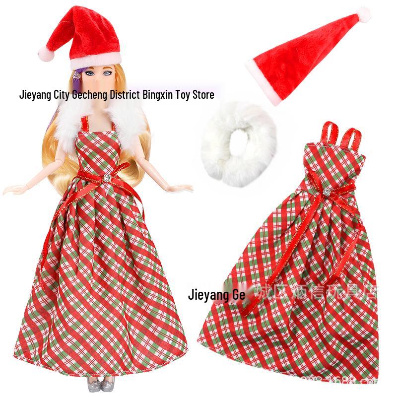 11-inch Barbie Doll Fashion Christmas Dress Set - 30cm Holiday Clothing Series