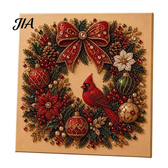 Creative Hobby Kits Christmas Faux Pearl Art Kit, Tree Wreath Painting DIY Kids Holiday Gifts Sparkling Diamond Craft Kit for Adults, Wall Decor Gem