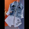 Women Denim Jacket Fake Two Denim Shirts Spring Autumn Casual Fashion Joker Stitching Striped Tops Coat Female