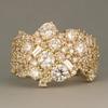 Dazzling Inlaid White CZ Women's Ring Trendy Gold Color Geometry Daily Wear Party Jewelry Anniversary Gift