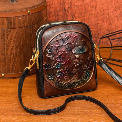 Handmade Artisan Crafted Double Textured Crossbody Bag Large Capacity Soft Oriental Chic, Everyday Styling Versatility