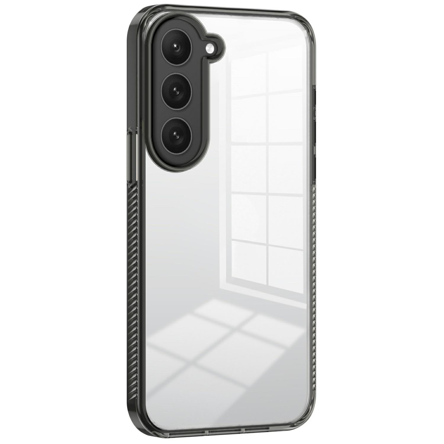 

For Samsung Galaxy S23 Clear Phone Case TPU PC Anti-Slip Drop-Proof Back Cover Black