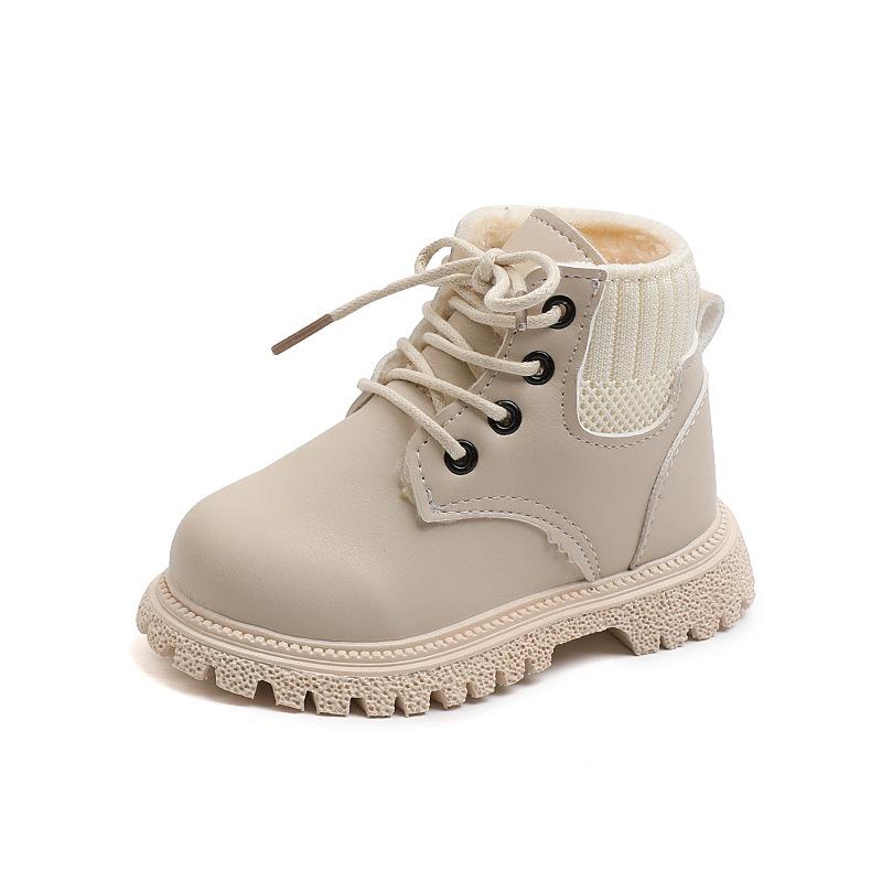 2021 Kids' Winter Velvet Ankle Boots - Boys' Martin Style, Girls' Soft Sole, Cotton Leather
