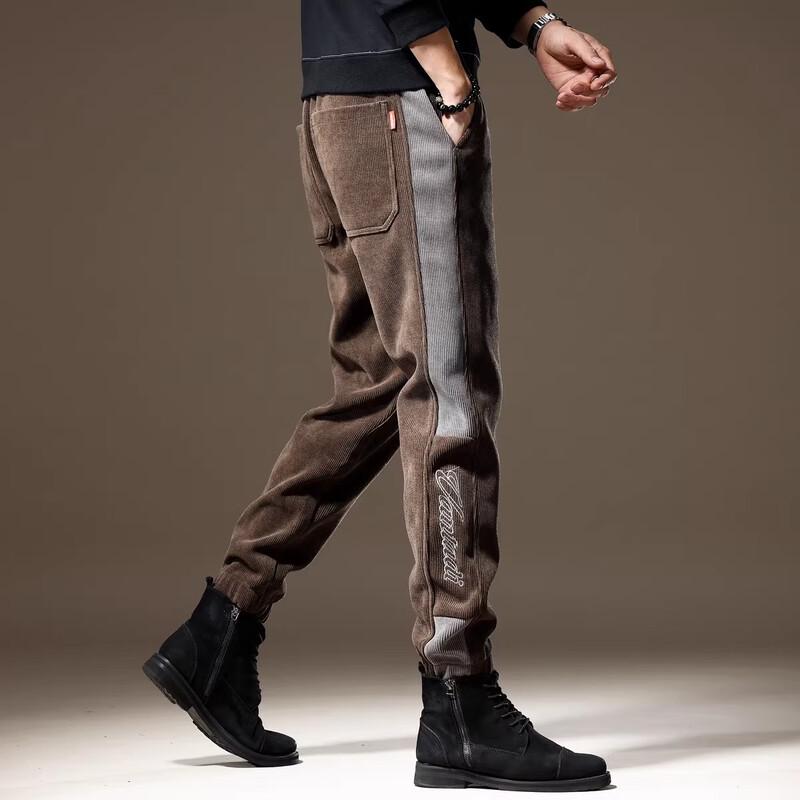 Men's American Style Patchwork Corduroy Jogger Sweatpants