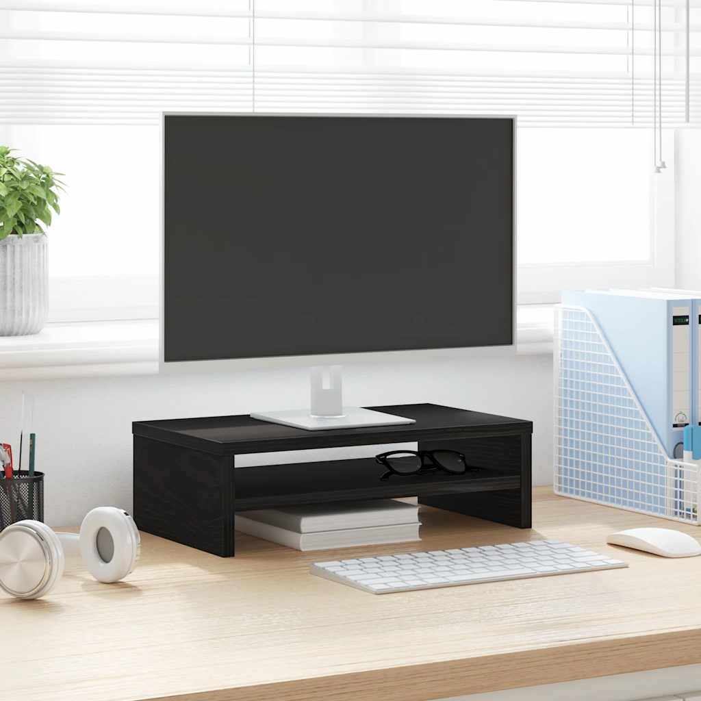 Monitor Stand In Black Oak Finish 42 X 24 X 13 Cm Engineered Wood
