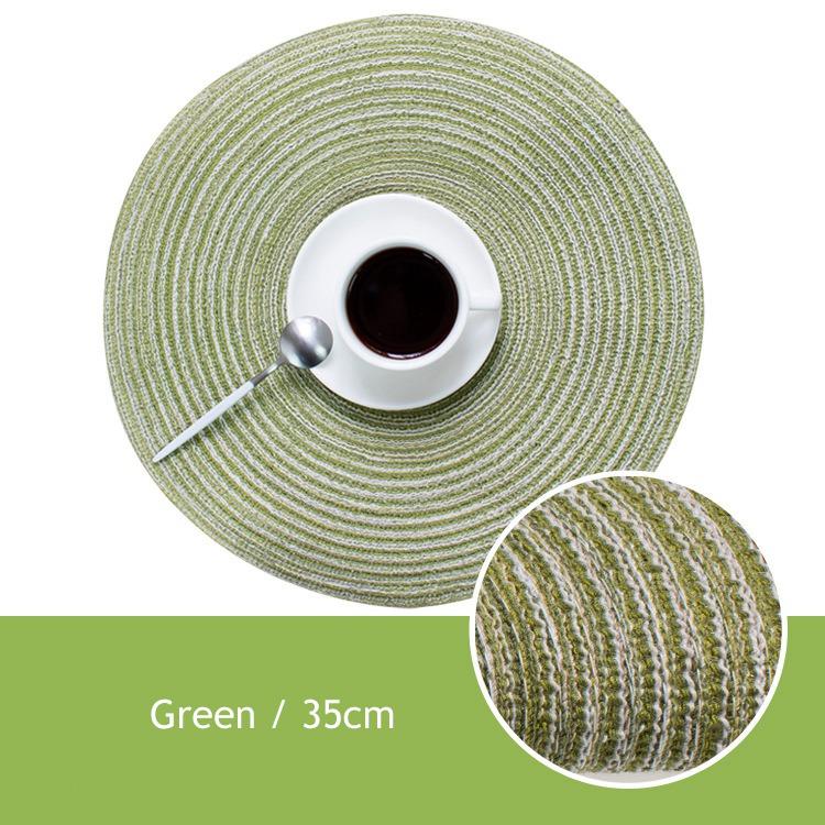 Pack of 4pcs Cotton Braiding Table Placemats Round Table Mats Heat Insulated Pad Japanese Style Mats 35cm
