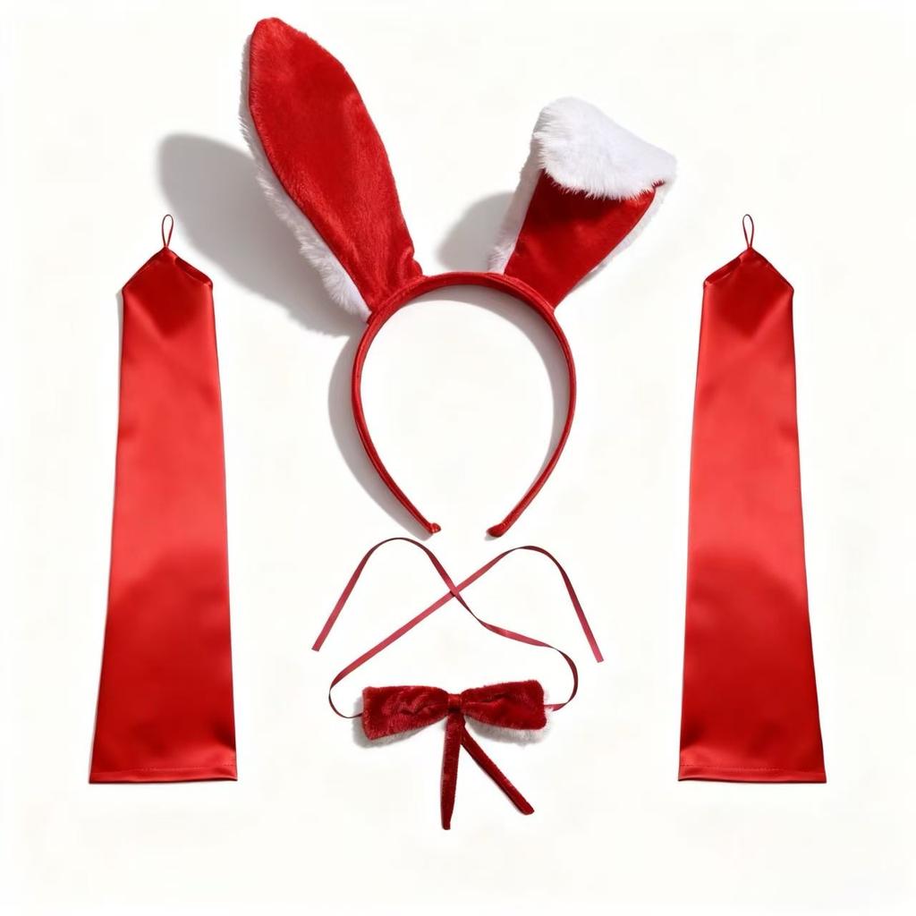 Christmas bunny girl cute red rabbit ear headband for women, autumn and winter headband, cartoon rabbit ear hair accessory