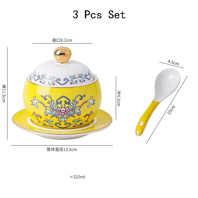 Retro Court Style Ceramic Soup Bowl Light Luxury Restaurant Dessert Yogurt Cup Delicious Dishes Soup Bowls Household Tableware