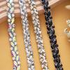 Clear Trimming Silver Rose Gold Motif Flower Rhinestones Beaded Sewing-on Crystal Applique Wedding Bridal Sashes Belt Handmade