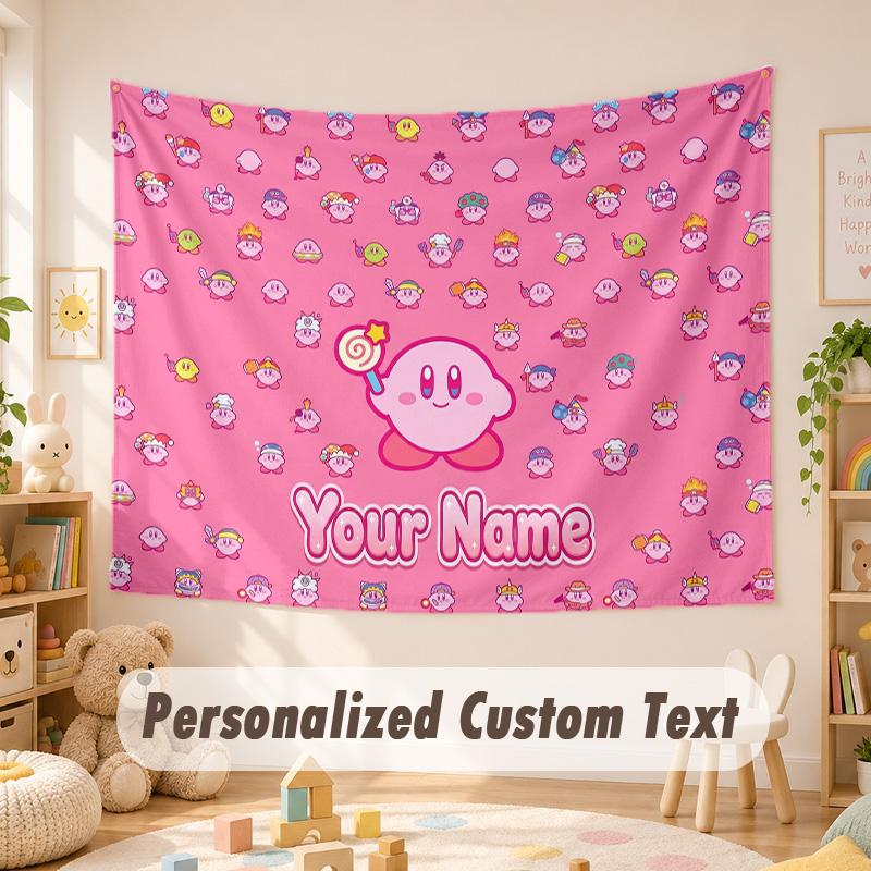 Custom Name Text Tapestry,Kirby Boho Wall Hanging, Decorative Backdrop Tapestry For Room
