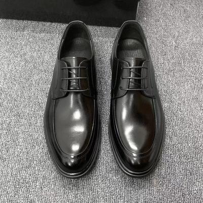 Chaussures en cuir pour hommes en cuir véritable respirant noir classique tout-match haut de gamme chaussures derby à lacets