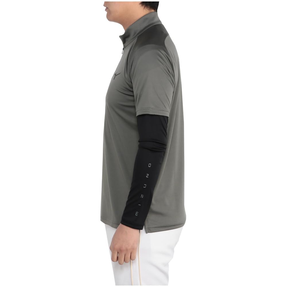Golf Wear Layered Set Short Sleeve Half Zip Long Sleeve Mock Neck Quick Dry E2MHB501 Charcoal Gray X Black [Mizuno] UPF50+ Men's