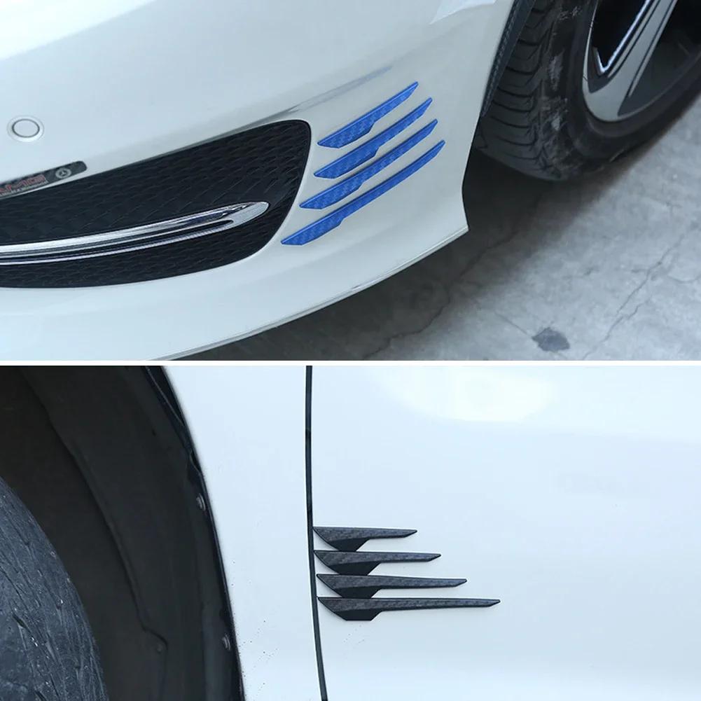 8Pcs Car Spoiler Front Bumper Fin Splitter Anti-Collision Carbon Fiber Look Rubber Protector Guards Car Protector