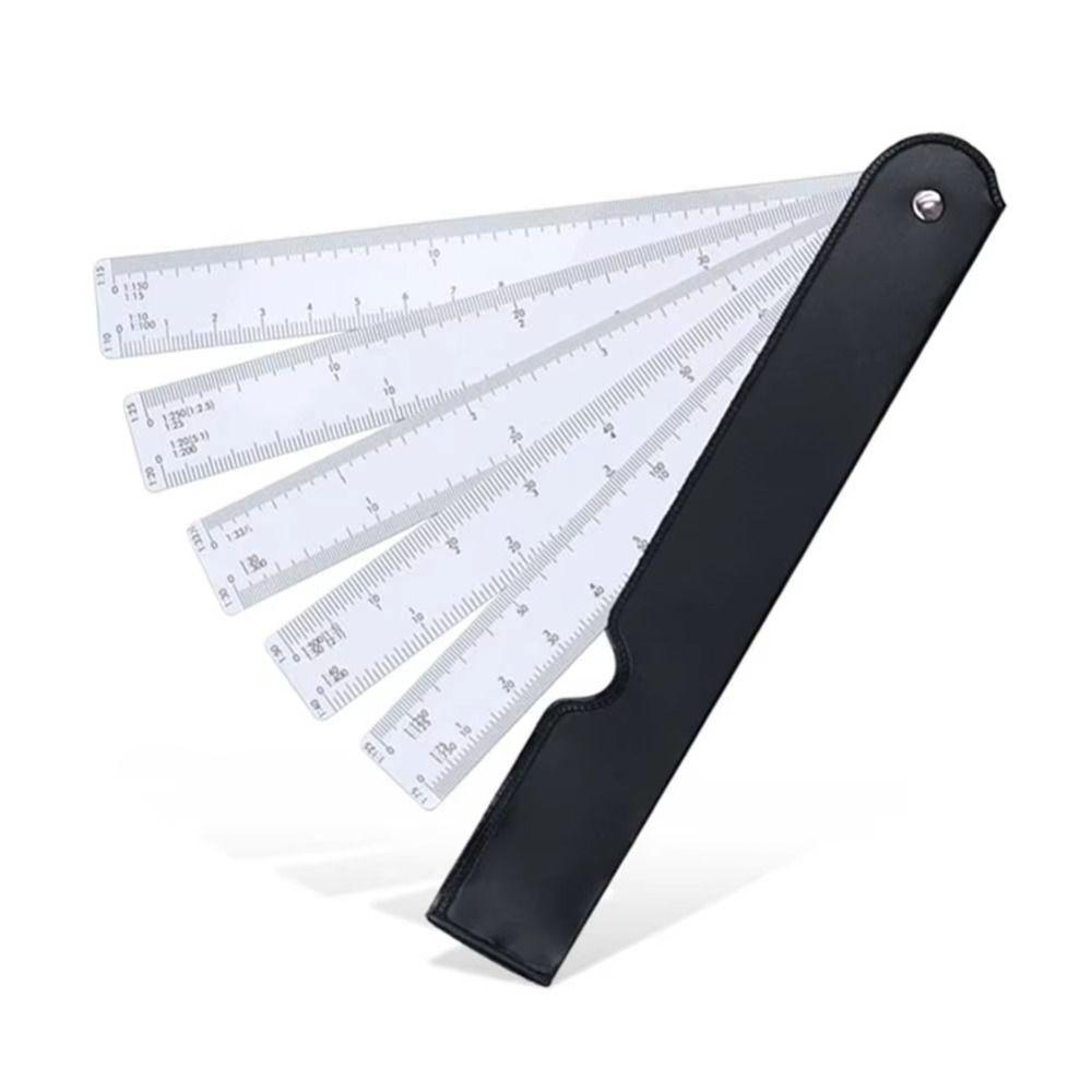5 Blades Fan Shape Scale Ruler Drawing Tools Scale Ruler Clothing Ruler Foldable Rulers  Stationery
