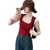 American pure cotton U-neck slim-fitting and thin Spice Girl suspender vest short sleeveless niche pure desire sexy top ins