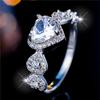 Luxury Female Big White Zircon Stone Heart Ring Silver Color Elegant Gift Wedding Jewelry For Women