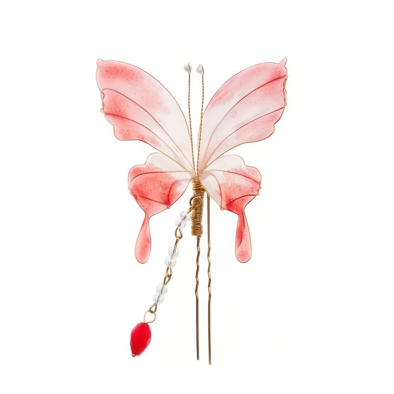 1 szt. Elegancka spinka do włosów w kształcie motyla w stylu Hanfu, retro, płynący dodatek do włosów, starożytna wróżka, retro spinka do włosów, antyczna