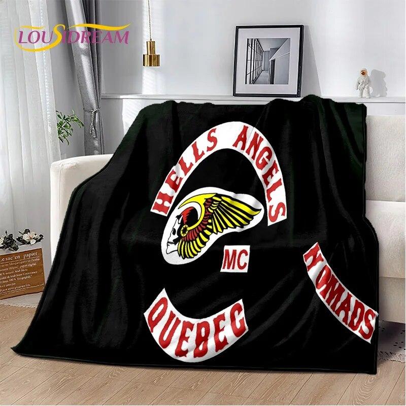 

3D Ковдра Hells Angels MC Motorcycle Sign, м яка ковдра для дому, спальні, ліжка, дивана, пікніка, подорожей, офісної ковдри, дитячої 150x200cm