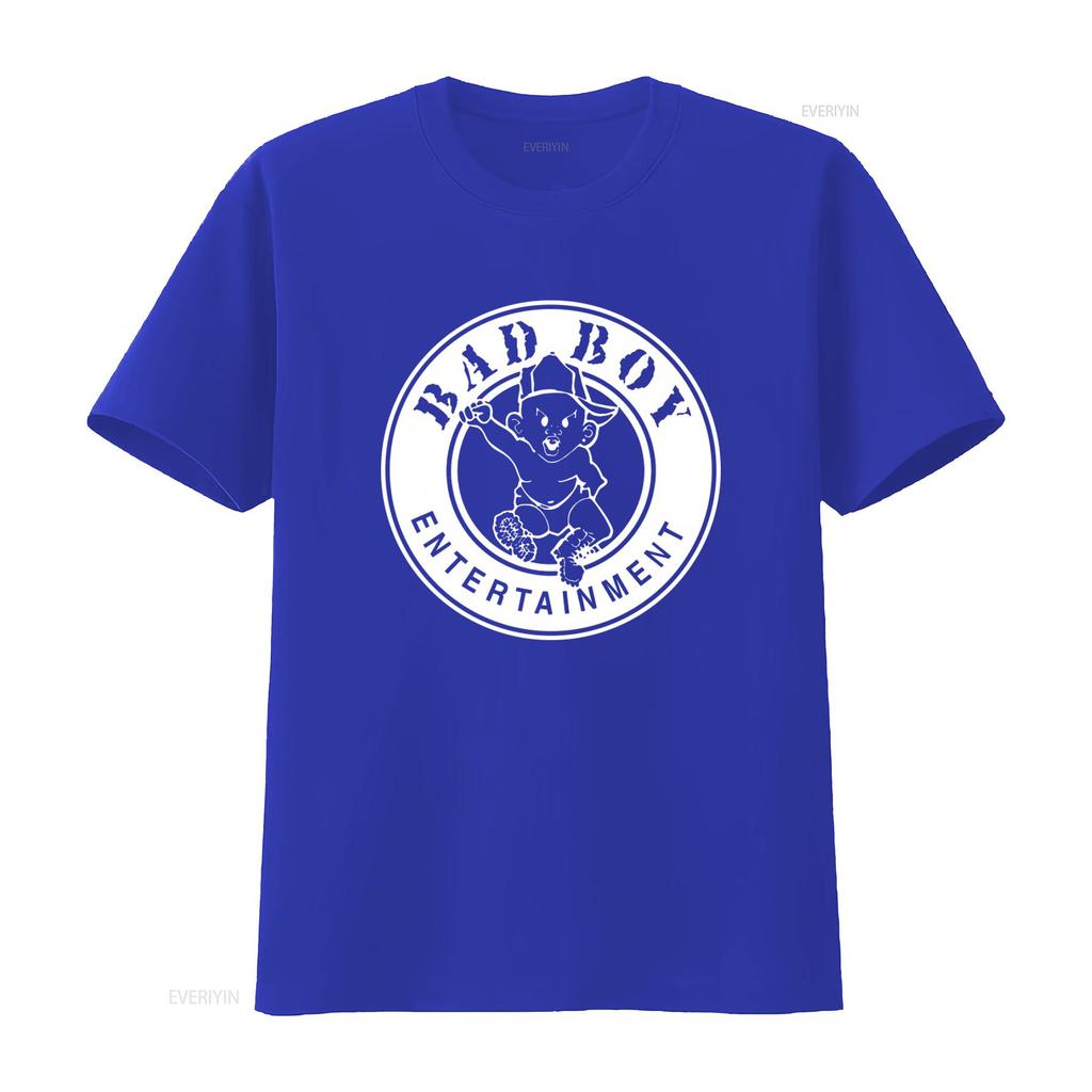 Bad Boy Entertainment Logo T Shirt Bold Black and White Design for Trendy Streetwear Vintage Washed Breathable Soft