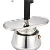 Induction-Compatible Double-Spout Mocha Pot, Brushed Steel Coffee Maker for About Two Espresso-Size Cups On Common Cooktops