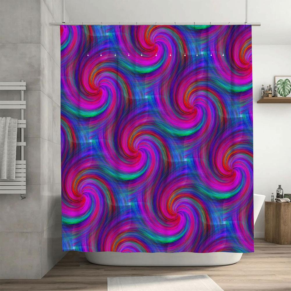 Colorful Swirl Shower Curtain Bold Bath Decoration for Modern Home Decorations with Hooks Included