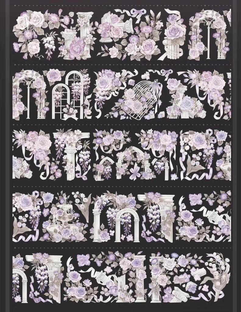 Falling Sunset Tide Washi Tape & Stickers for Journals: Flowing Hemp Ancient Style